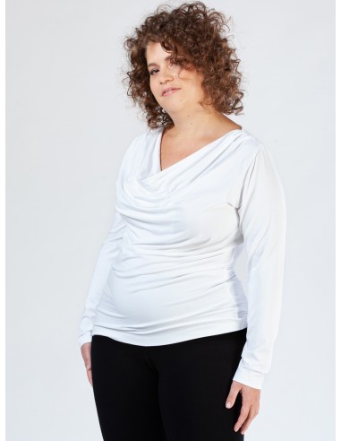 MAGLIA IN BAMBU' CON SCOLLO A CASCATA E MANICA...