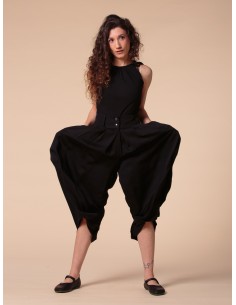 GONNA PANTALONE IN BAMBU' SATIN - NERO 2