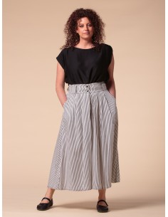 GONNA PANTALONE IN BAMBU' SATIN - RIGHE 2