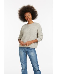 PULL BASIC IN 100% BABY ALPACA "AURORE" - GRIGIO