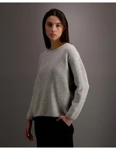 PULL BASIC IN 100% BABY ALPACA "AURORE" - GRIGIO 2