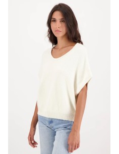 PULL SMANICATO IN 100% BABY ALPACA "AUBE" - BIANCO