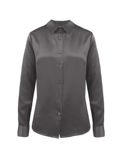 CAMICIA IN 100% SETA SATIN "SVEVA" - ANTRACITE 2