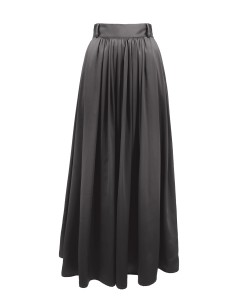 MAXI GONNA IN 100% SETA SATIN "SERENA" - ANTRACITE 2