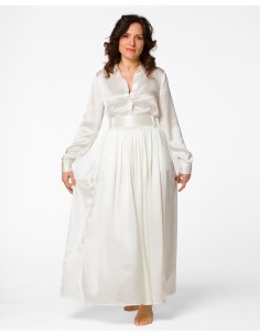 MAXI GONNA IN 100% SETA SATIN "SERENA" - BIANCO