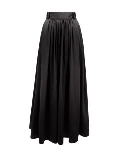 MAXI GONNA IN 100% SETA SATIN "SERENA" - NERO 2