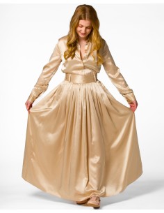 MAXI GONNA IN 100% SETA SATIN "SERENA" - NUDE