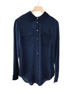 CAMICIA IN 100% SETA CON TASCHE E COLLETTO - GRIGIO CHIARO 2