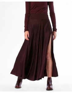 GONNA CON SPACCO IN 100% BAMBU' SATIN "LYRA" - MARRONE