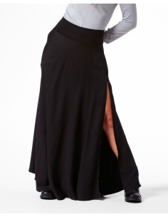 GONNA CON SPACCO IN 100% BAMBU' SATIN "LYRA" - NERO
