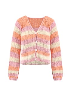 CARDIGAN IN 100% SETA BURETTA HANDKNIT - ARCOBALENO