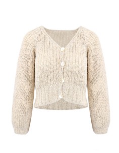 CARDIGAN IN 100% SETA BURETTA HANDKNIT - NATURALE