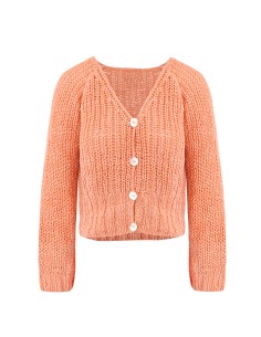 CARDIGAN IN 100% SETA BURETTA HANDKNIT - ALBICOCCA
