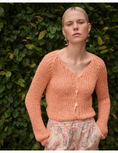 CARDIGAN IN 100% SETA BURETTA HANDKNIT - ALBICOCCA 2