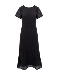 ABITO MIDI IN COTONE PIMA FATTO A MANO "TEXTURE" - NERO