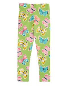 LEGGINGS BIMBA IN COTONE BIOLOGICO "FARFALLE" - VERDE