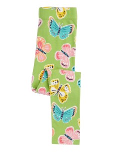 LEGGINGS BIMBA IN COTONE BIOLOGICO "FARFALLE" - VERDE 2
