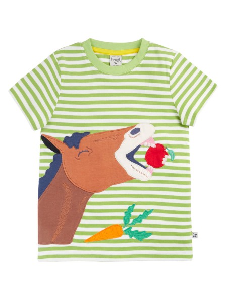 T-SHIRT BIMBO A RIGHE  IN COTONE BIOLOGICO "CAVALLO"