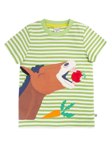 T-SHIRT BIMBO A RIGHE  IN COTONE BIOLOGICO "CAVALLO"