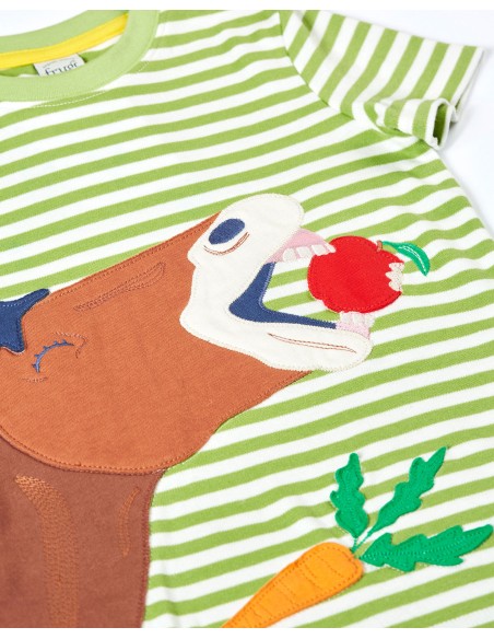 T-SHIRT BIMBO A RIGHE  IN COTONE BIOLOGICO "CAVALLO"