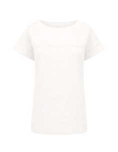 T-SHIRT SQUADRATA IN 100% LINO "BENTE" - BIANCO