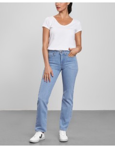 JEANS A GAMBA DRITTA IN COTONE BIOLOGICO "NOVA" - AZZURRO