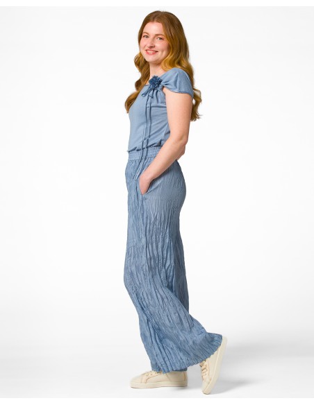 PANTALONE LUNGO IN 100% SETA STROPICCIATA "DIDI"