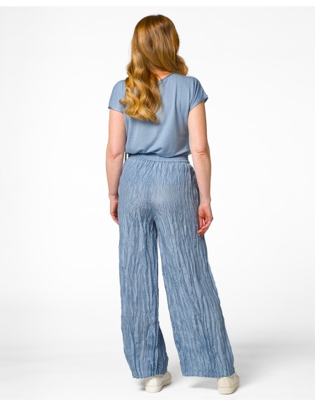 PANTALONE LUNGO IN 100% SETA STROPICCIATA "DIDI"