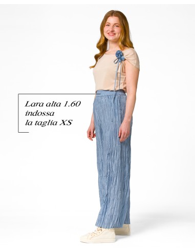 PANTALONE LUNGO IN 100% SETA STROPICCIATA "DIDI"