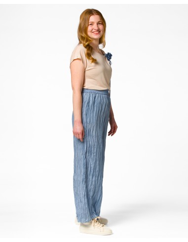 PANTALONE LUNGO IN 100% SETA STROPICCIATA "DIDI"