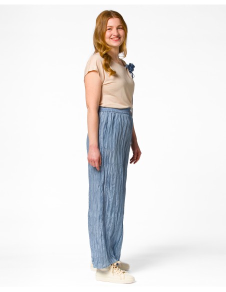 PANTALONE LUNGO IN 100% SETA STROPICCIATA "DIDI"