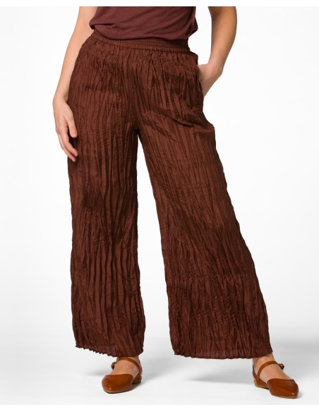 PANTALONE LUNGO IN 100% SETA STROPICCIATA "DIDI"