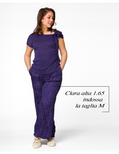 PANTALONE LUNGO IN 100% SETA STROPICCIATA "DIDI"
