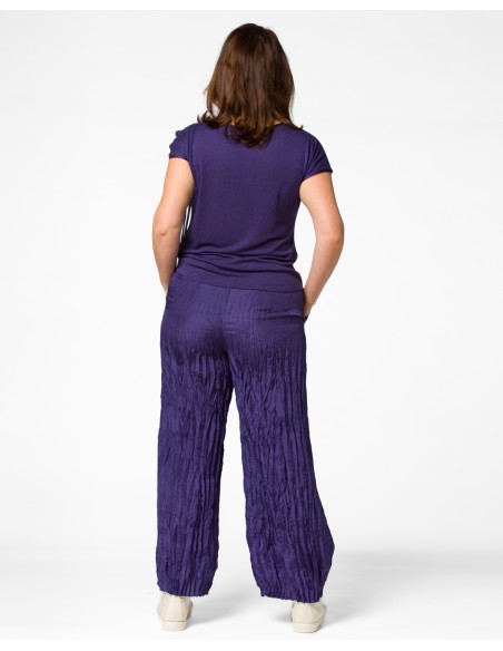 PANTALONE LUNGO IN 100% SETA STROPICCIATA "DIDI"