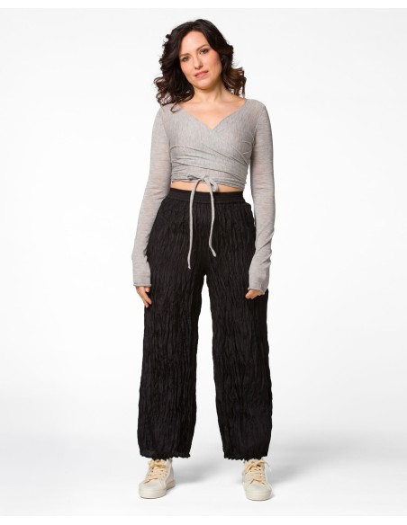 PANTALONE LUNGO IN 100% SETA STROPICCIATA "DIDI"