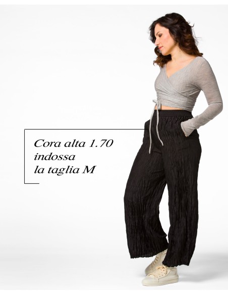 PANTALONE LUNGO IN 100% SETA STROPICCIATA "DIDI"