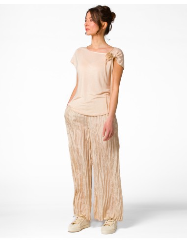 PANTALONE LUNGO IN 100% SETA STROPICCIATA "DIDI"