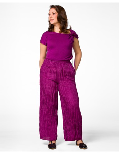 PANTALONE LUNGO IN 100% SETA STROPICCIATA "DIDI"