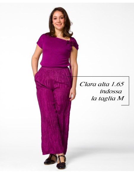 PANTALONE LUNGO IN 100% SETA STROPICCIATA "DIDI"