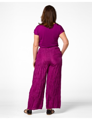 PANTALONE LUNGO IN 100% SETA STROPICCIATA "DIDI"