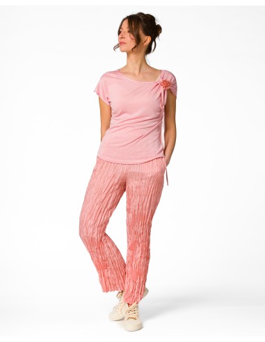 PANTALONE LUNGO IN 100% SETA STROPICCIATA "DIDI"