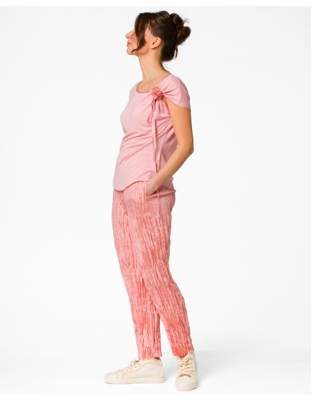 PANTALONE LUNGO IN 100% SETA STROPICCIATA "DIDI"