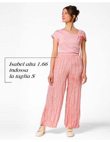 PANTALONE LUNGO IN 100% SETA STROPICCIATA "DIDI"