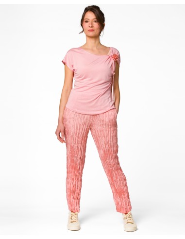 PANTALONE LUNGO IN 100% SETA STROPICCIATA "DIDI"