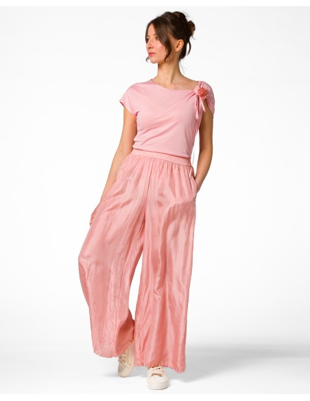 PANTALONE LUNGO IN 100% SETA STROPICCIATA "DIDI"