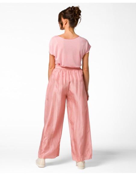 PANTALONE LUNGO IN 100% SETA STROPICCIATA "DIDI"