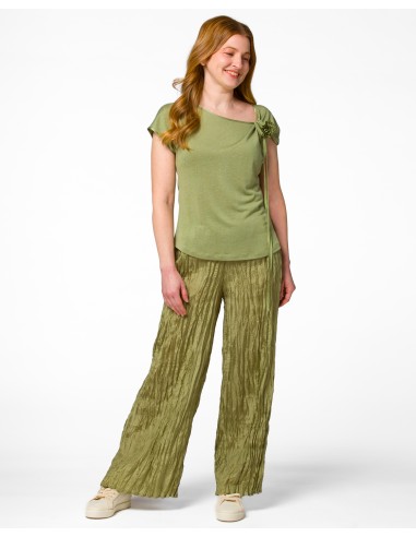 PANTALONE LUNGO IN 100% SETA STROPICCIATA "DIDI"