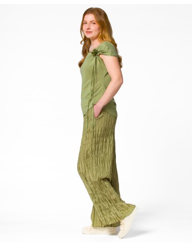 PANTALONE LUNGO IN 100% SETA STROPICCIATA "DIDI"