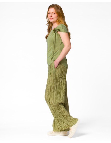 PANTALONE LUNGO IN 100% SETA STROPICCIATA "DIDI"