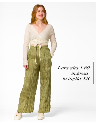 PANTALONE LUNGO IN 100% SETA STROPICCIATA "DIDI"